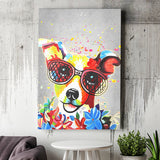 Floral Graffiti Puppy Pet House Decor Canvas Prints Wall Art Decor - Painting Canvas, Home Decor, Art Print, Art For Sale