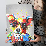 Floral Graffiti Puppy Pet House Decor Canvas Prints Wall Art Decor - Painting Canvas, Home Decor, Art Print, Art For Sale