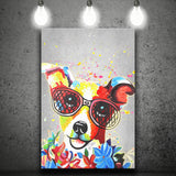Floral Graffiti Puppy Pet House Decor Canvas Prints Wall Art Decor - Painting Canvas, Home Decor, Art Print, Art For Sale