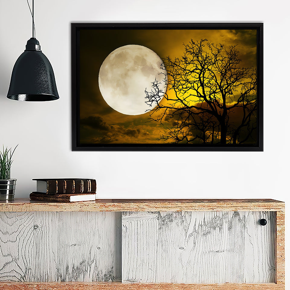 Premium Photo | A full moon with a tree and a full moon behind it