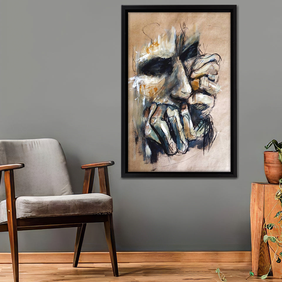 Face Abstract Oil Painting Framed Canvas Wall Art - Canvas Prints,Framed Art, Prints for Sale, Canvas Painting