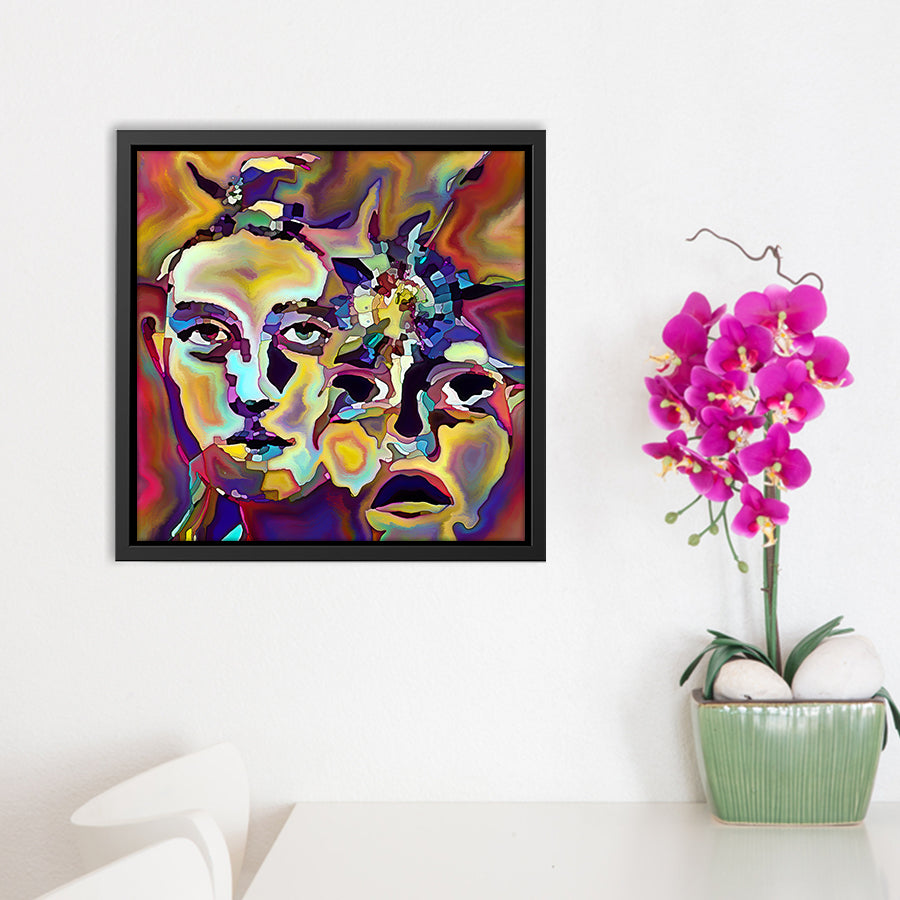 Canvas Wall Art | Face Outlines And Human Relationship - Framed Canvas, Canvas Prints, Painting Canvas