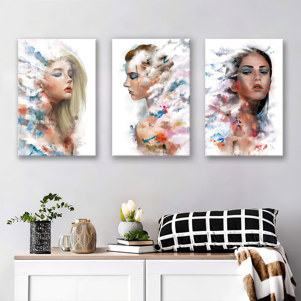 Faded Woman Canvas Set of 3 Piece Canvas Prints Wall Art Decor