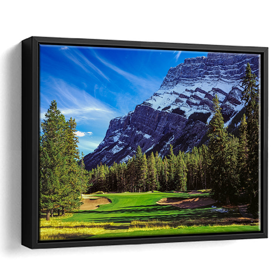 Fairmont Banff Springs Golf Course, Stanley Thompson, Canada, Golf Art Print, Framed Canvas Prints Wall Art Decor, Floating Frame
