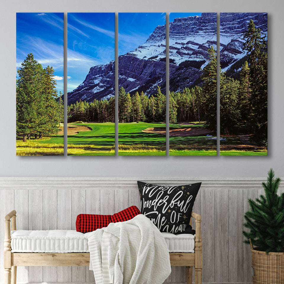 Fairmont Banff Springs Golf Course, Stanley Thompson, Canada, 5 Panels Extra Large Canvas Prints Wall Art Decor