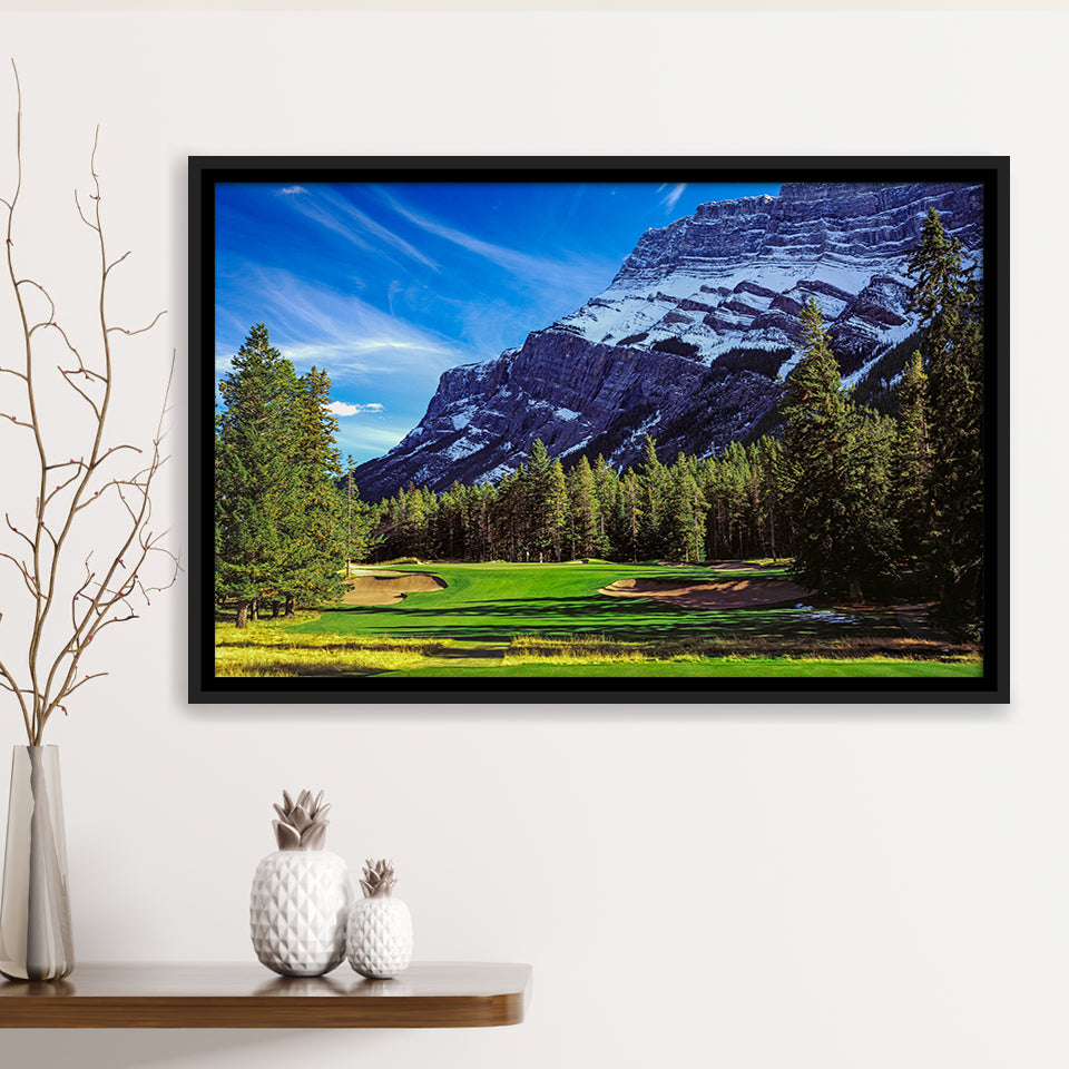 Fairmont Banff Springs Golf Course, Stanley Thompson, Canada, Golf Art Print, Framed Canvas Prints Wall Art Decor, Floating Frame