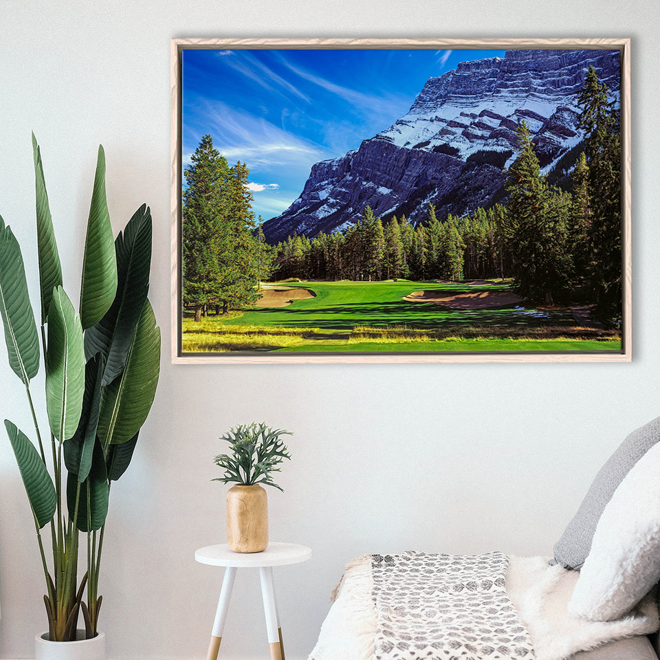 Fairmont Banff Springs Golf Course, Stanley Thompson, Canada, Golf Art Print, Framed Canvas Prints Wall Art Decor, Floating Frame