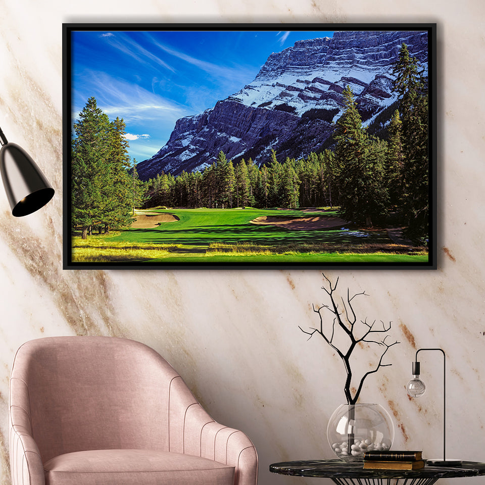 Fairmont Banff Springs Golf Course, Stanley Thompson, Canada, Golf Art Print, Framed Canvas Prints Wall Art Decor, Floating Frame
