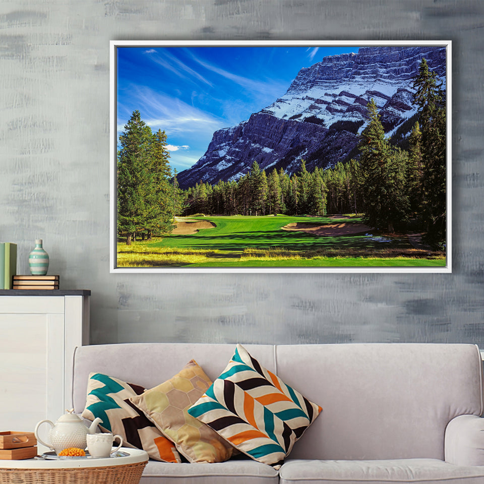 Fairmont Banff Springs Golf Course, Stanley Thompson, Canada, Golf Art Print, Framed Canvas Prints Wall Art Decor, Floating Frame