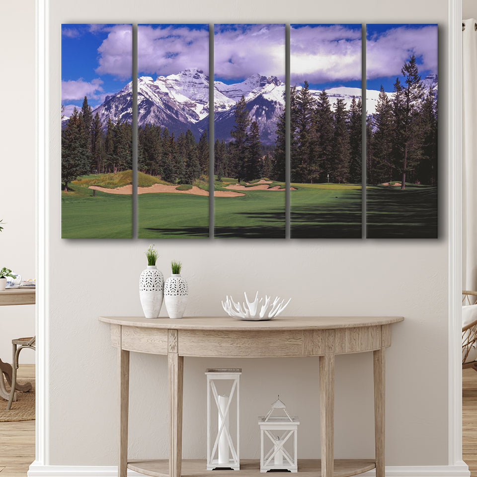 Fairmont Banff Springs Golf Course,Stanley Thompson Course Hole 01, 5 Panels Extra Large Canvas Prints Wall Art Decor