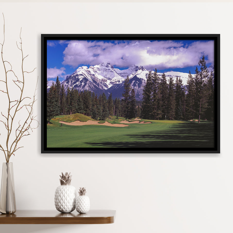 Fairmont Banff Springs Golf Course,Stanley Thompson Course Hole 01, Framed Canvas Prints Wall Art Decor, Floating Frame