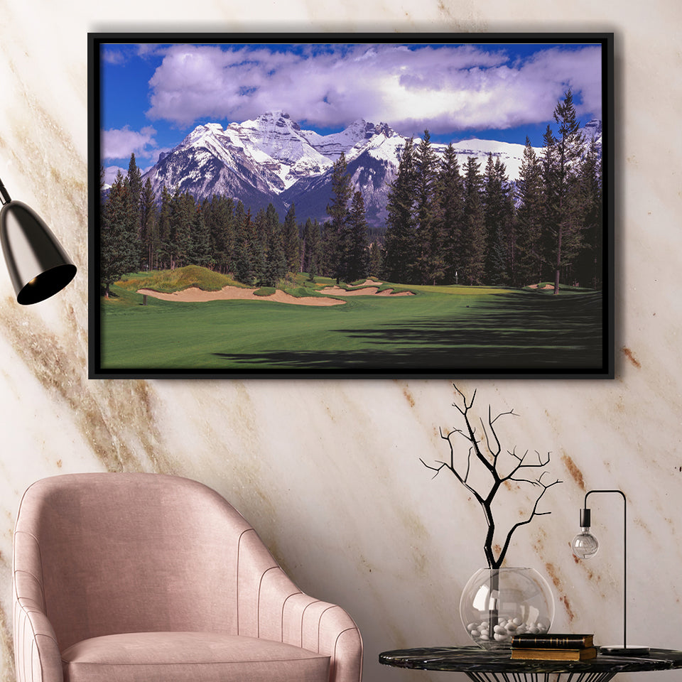 Fairmont Banff Springs Golf Course,Stanley Thompson Course Hole 01, Framed Canvas Prints Wall Art Decor, Floating Frame