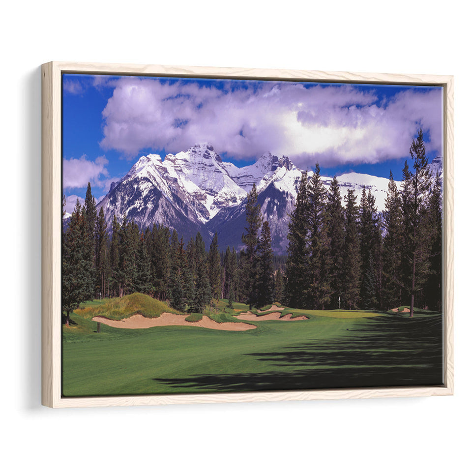 Fairmont Banff Springs Golf Course,Stanley Thompson Course Hole 01, Framed Canvas Prints Wall Art Decor, Floating Frame