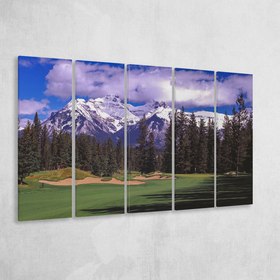 Fairmont Banff Springs Golf Course,Stanley Thompson Course Hole 01, 5 Panels Extra Large Canvas Prints Wall Art Decor