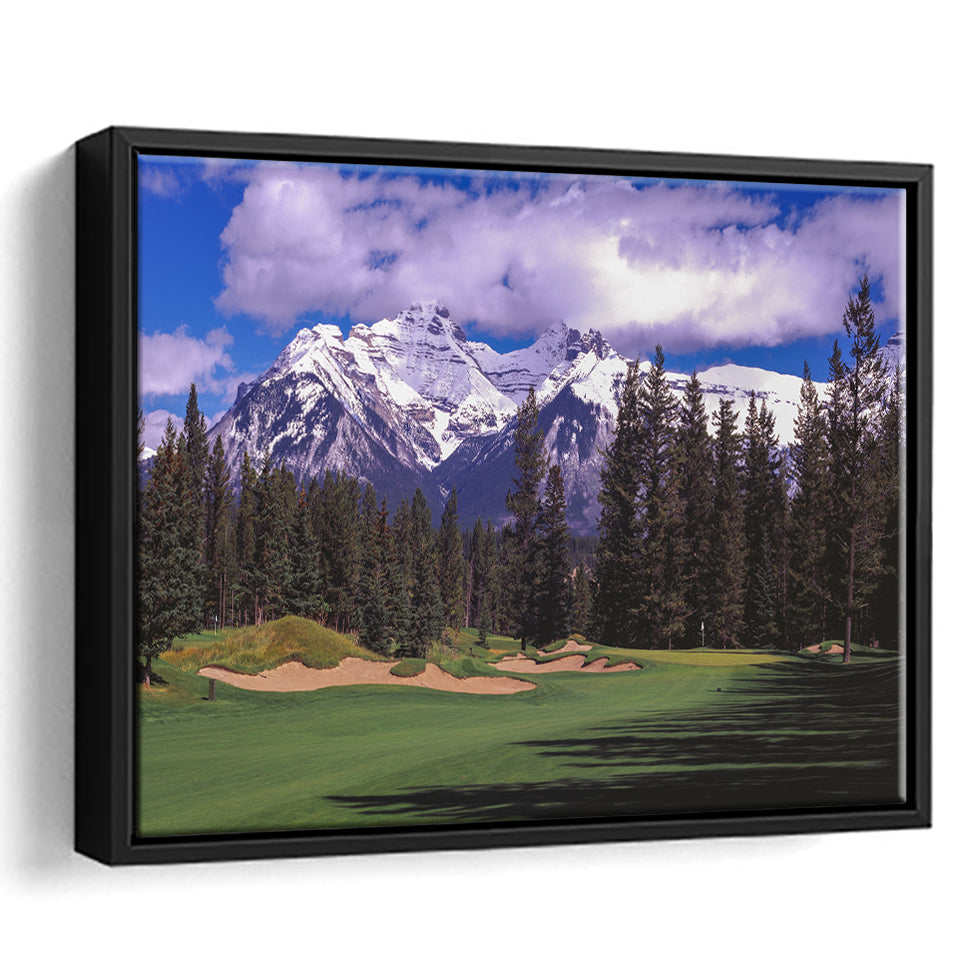 Fairmont Banff Springs Golf Course,Stanley Thompson Course Hole 01, Framed Canvas Prints Wall Art Decor, Floating Frame