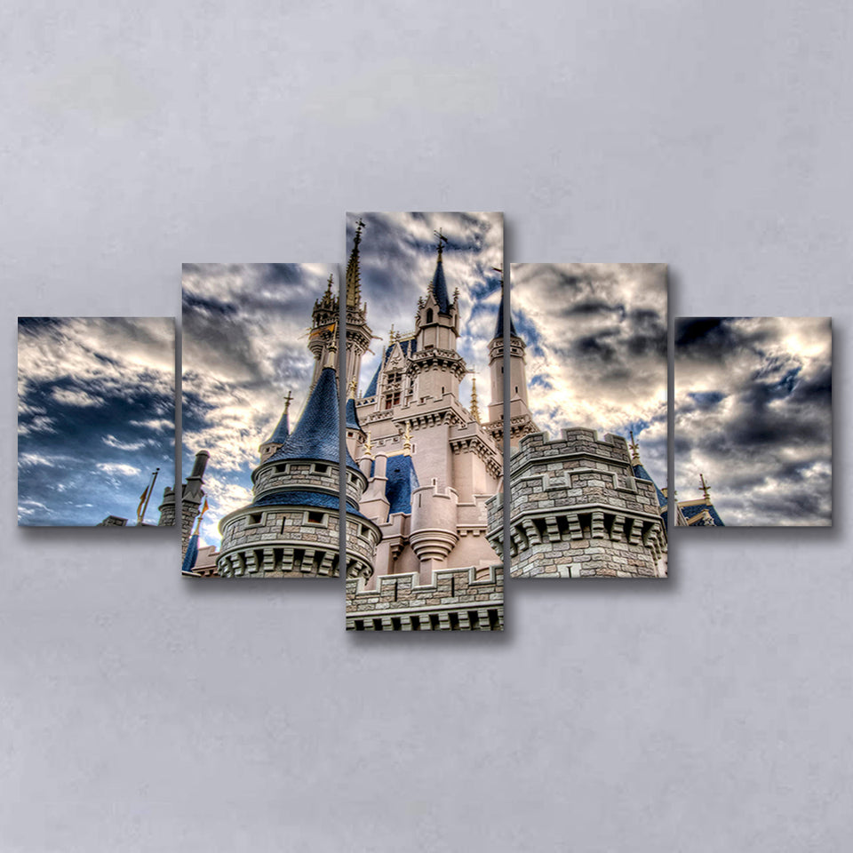 Fairy Castle 5 Piece Canvas Prints Wall Art Decor, Multi Panels, Mixed Canvas