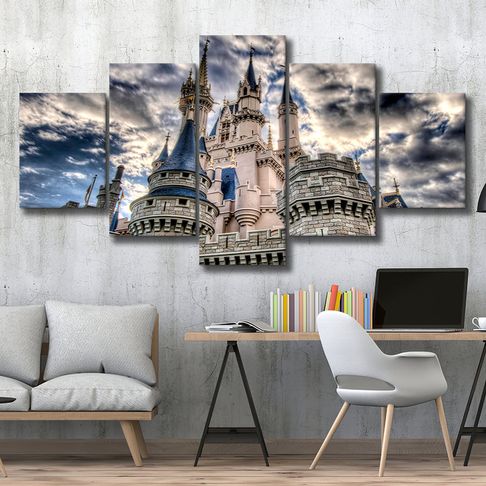 Fairy Castle 5 Piece Canvas Prints Wall Art Decor, Multi Panels, Mixed Canvas