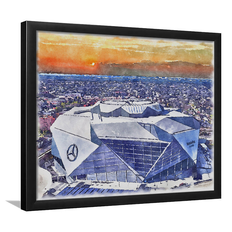 Falcons Stadium Watercolor, Sport Prints Fan Gift, Framed Art Prints Wall Art Decor