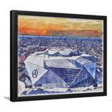 Falcons Stadium Watercolor, Sport Prints Fan Gift, Framed Art Prints Wall Art Decor