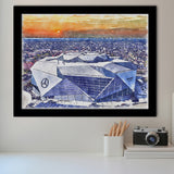 Falcons Stadium Watercolor, Sport Prints Fan Gift, Framed Art Prints Wall Art Decor