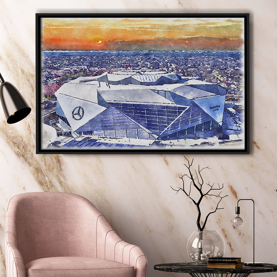 Falcons Stadium Watercolor, Sport Art Prints Fan Gift, Framed Canvas Prints Wall Art Decor