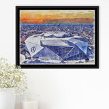 Falcons Stadium Watercolor, Sport Art Prints Fan Gift, Framed Canvas Prints Wall Art Decor