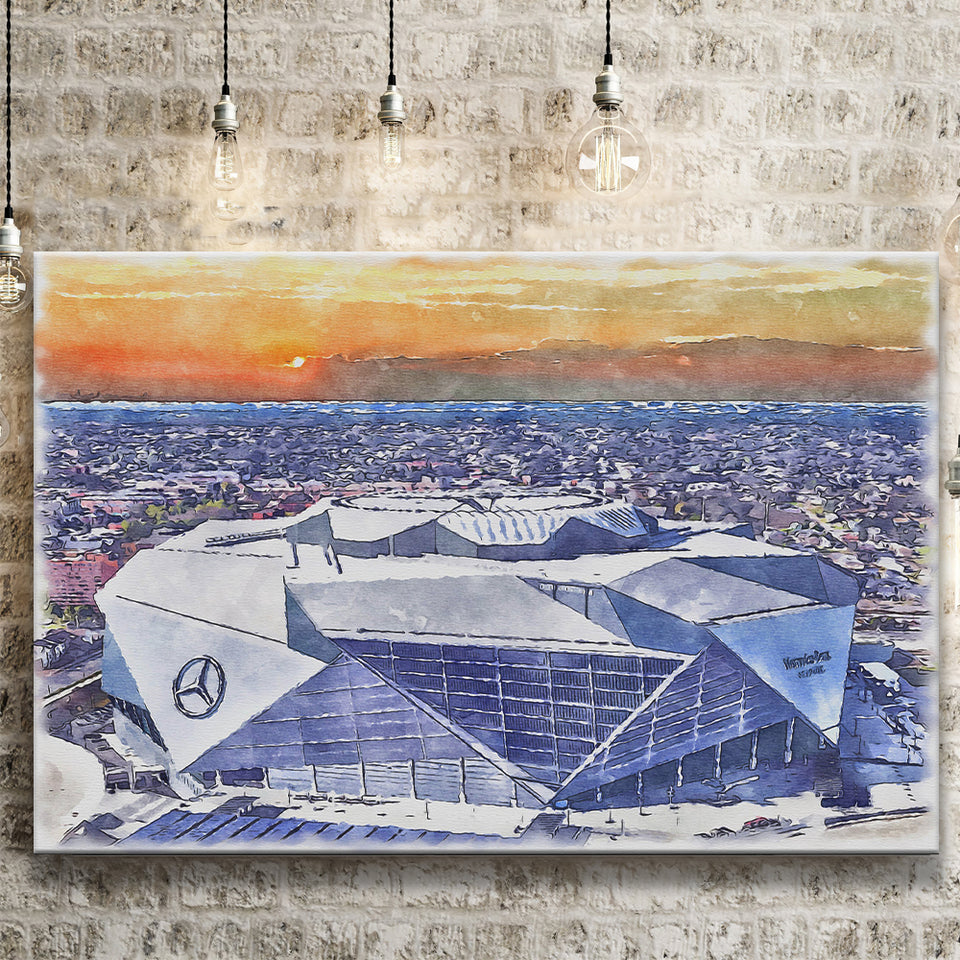Falcons Stadium Watercolor, Sport Art Prints Fan Gift, Canvas Prints Wall Art Decor