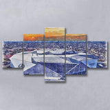 Falcons Stadium Watercolor, 5 Pieces, Multi Panel Canvas Prints Wall Art Decor