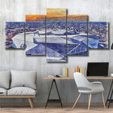 Falcons Stadium Watercolor, 5 Pieces, Multi Panel Canvas Prints Wall Art Decor