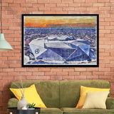 Falcons Stadium Watercolor, Sport Prints Fan Gift, Framed Art Prints Wall Art Decor