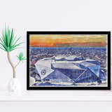 Falcons Stadium Watercolor, Sport Prints Fan Gift, Framed Art Prints Wall Art Decor