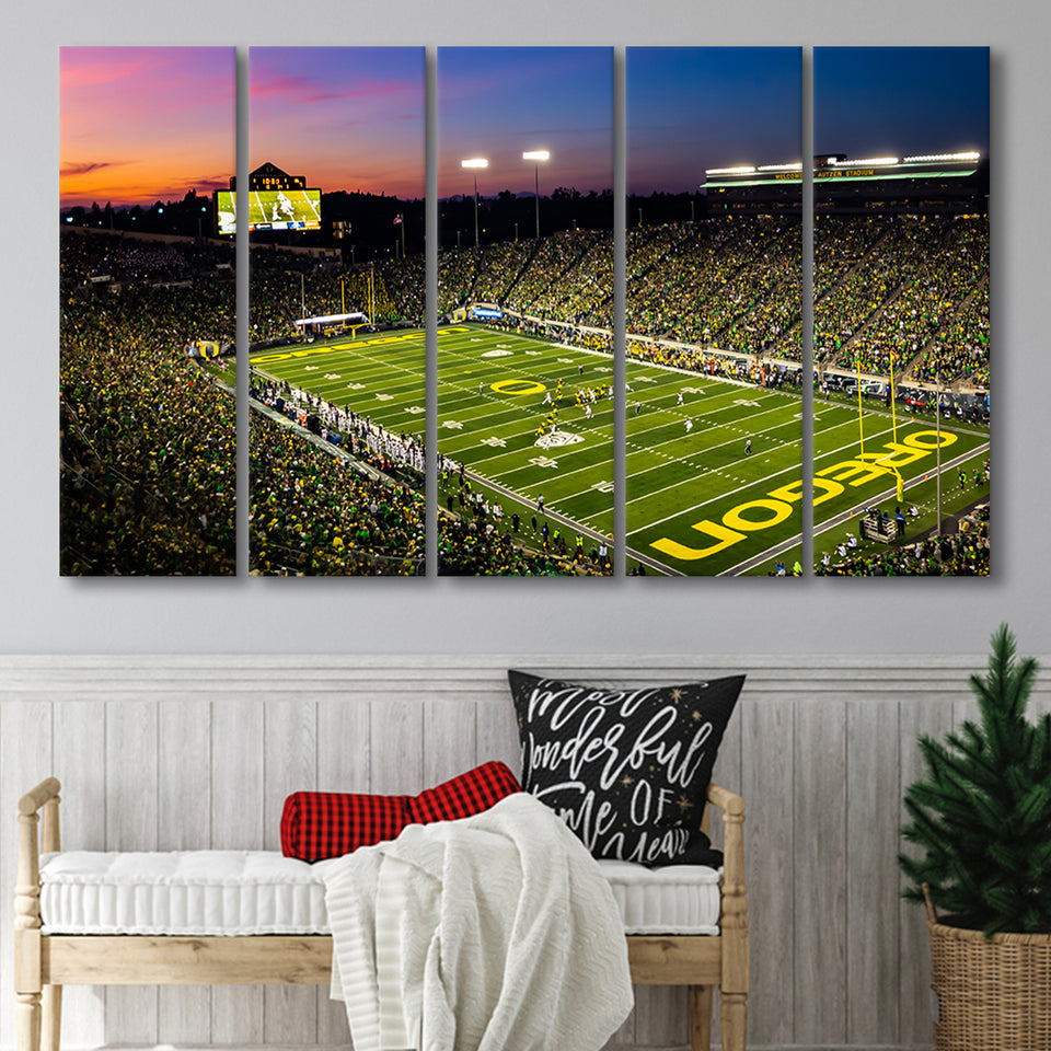 Fall Nights at Auzten Stadium, Stadium Canvas, Sport Art, Gift for him, Multi Panels B, Canvas Prints Wall Art Decor