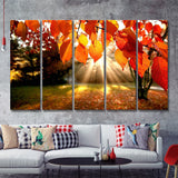 Fall Leaves Canvas  5 Pieces B Canvas Prints Wall Art - Painting Canvas, Multi Panel, Wall Decor, Canvas Art