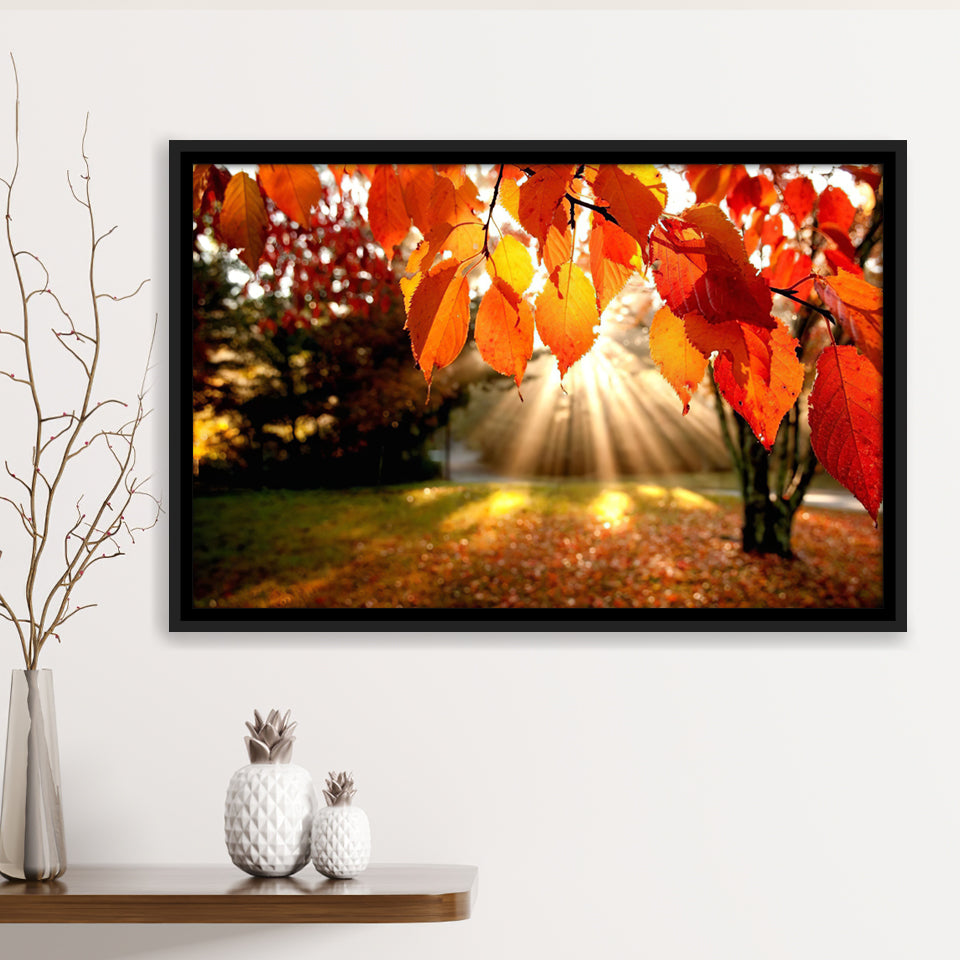 Fall Leaves Canvas  Framed Canvas Prints Wall Art - Painting Canvas, Wall Decor, Canvas Art, Floating Frame