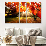 Fall Leaves Canvas  5 Pieces B Canvas Prints Wall Art - Painting Canvas, Multi Panel, Wall Decor, Canvas Art