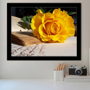 Fallen Yellow Rose Framed Art Prints Wall Decor - Painting Art, Black Frame, Home Decor, Prints for Sale