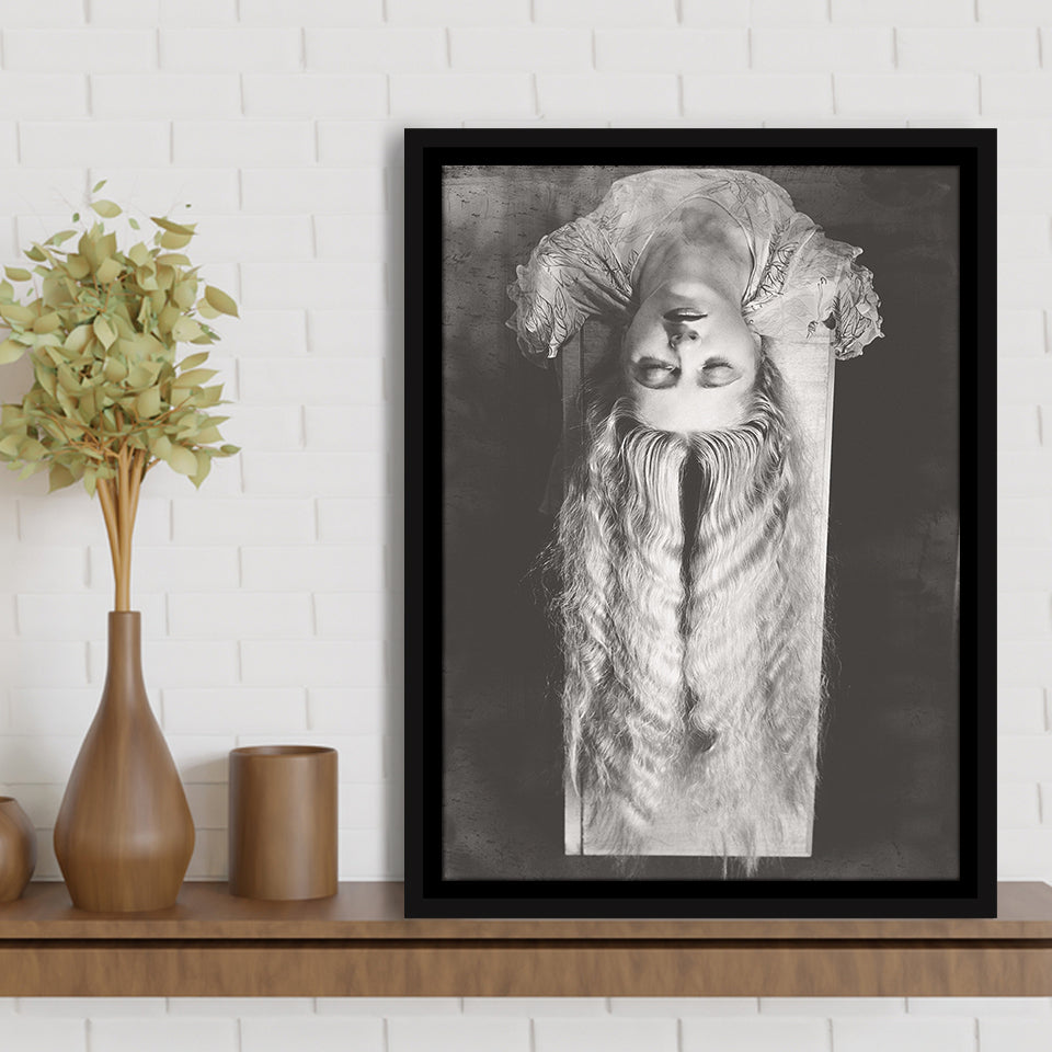 Falling Hair Black And White Print, Man Ray Framed Canvas Prints Wall Art Home Decor, Floating Frame