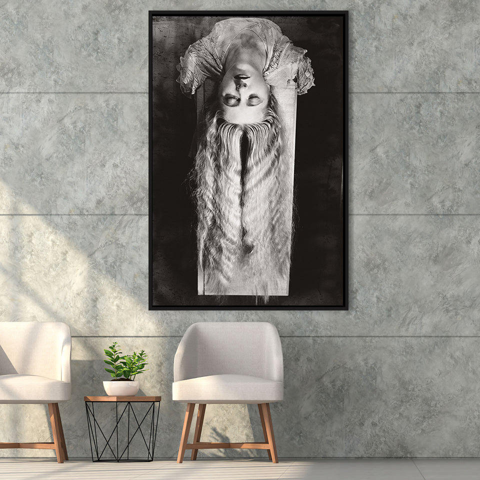 Falling Hair Black And White Print, Man Ray Framed Canvas Prints Wall Art Home Decor, Floating Frame
