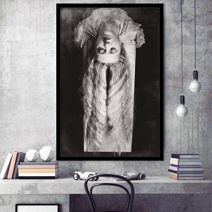 Falling Hair Black And White Print, Man Ray Framed Art Print Wall Art Decor,Framed Picture