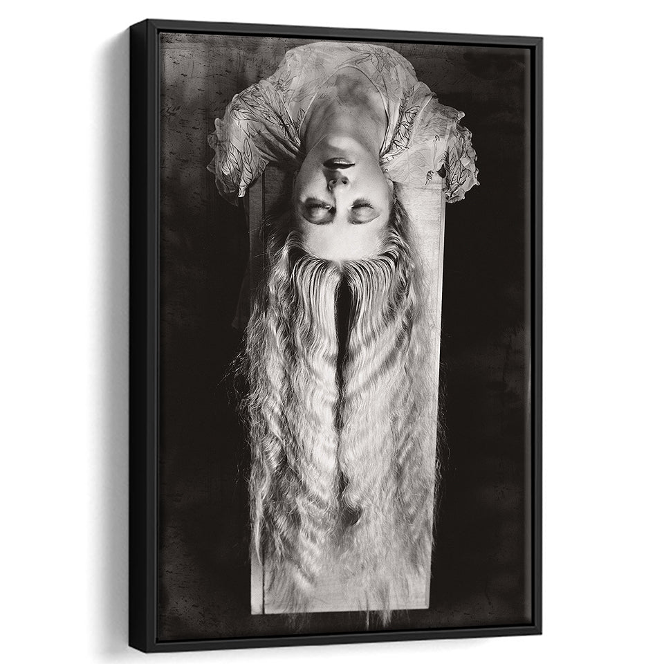 Falling Hair Black And White Print, Man Ray Framed Canvas Prints Wall Art Home Decor, Floating Frame