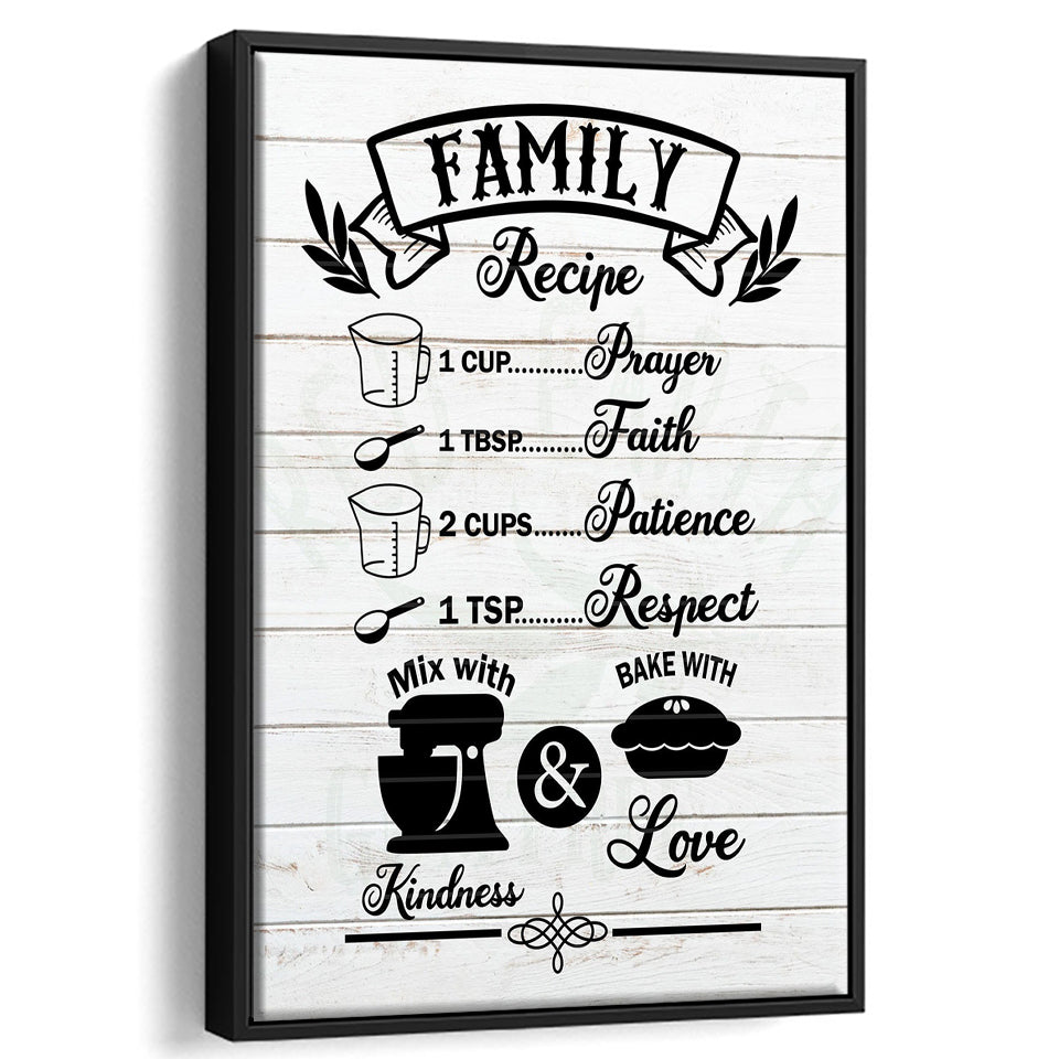 Family Recipe Framed Canvas Prints Wall Art - Painting Canvas, Wall Decor, Floating Frame