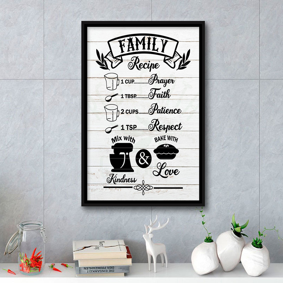 Family Recipe Framed Canvas Prints Wall Art - Painting Canvas, Wall Decor, Floating Frame