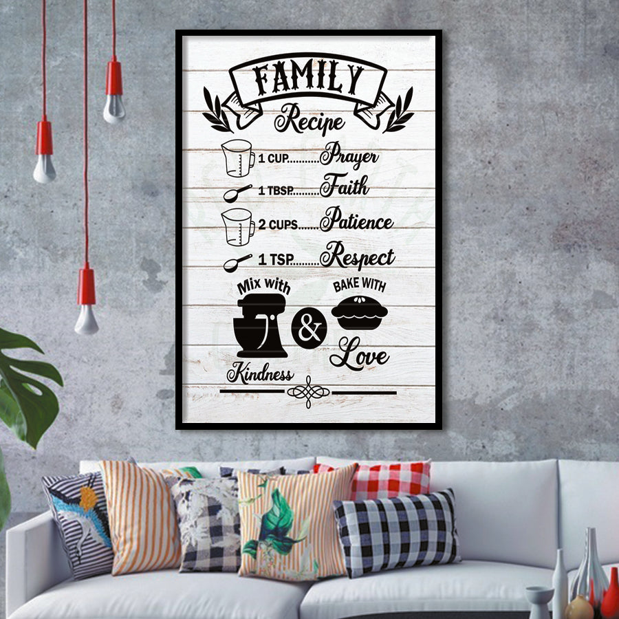 Family Recipe Framed Art Prints Wall Decor - Painting Prints, Framed Picture