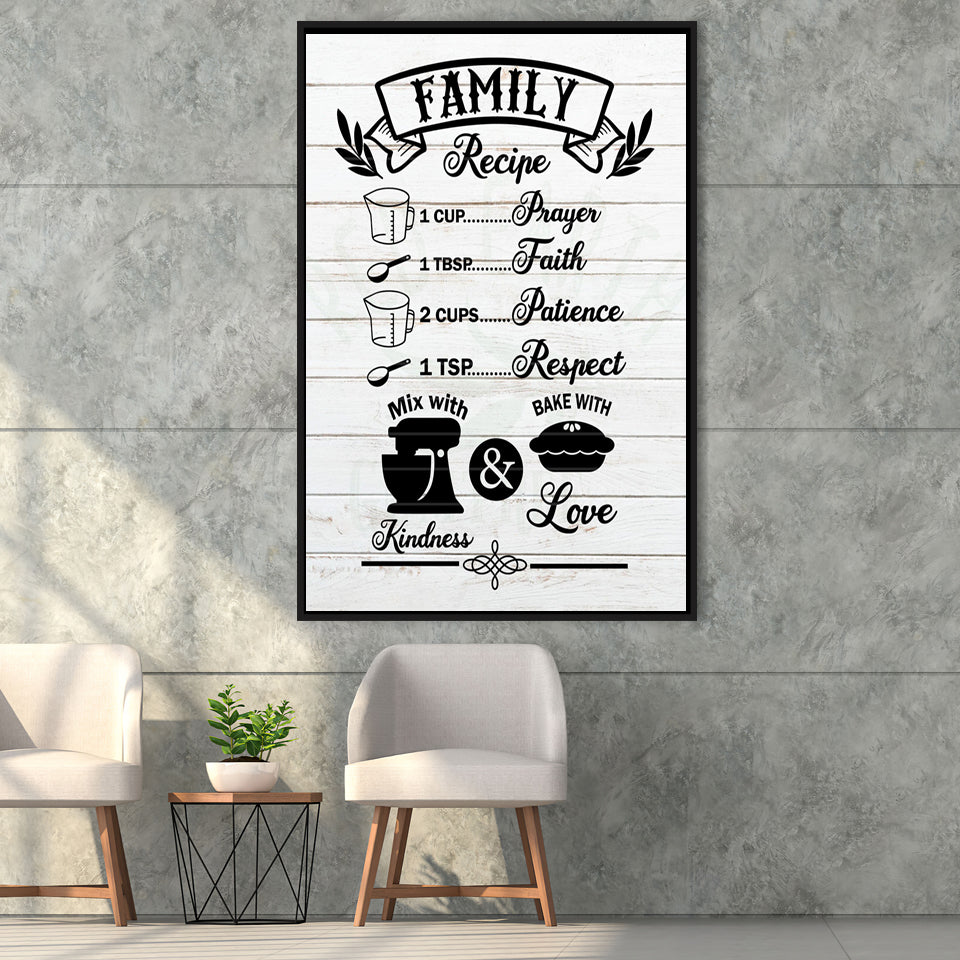 Family Recipe Framed Canvas Prints Wall Art - Painting Canvas, Wall Decor, Floating Frame