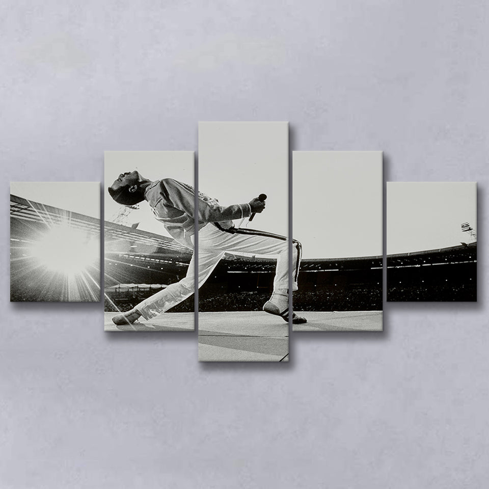 Famous Canvas, Freddie Mercury Music Art 5 Panels, Canvas Prints Wall Art Decor, Large Canvas Art