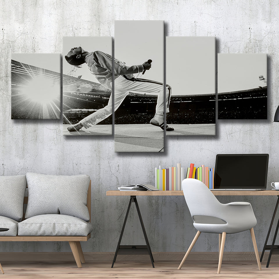 Famous Canvas, Freddie Mercury Music Art 5 Panels, Canvas Prints Wall Art Decor, Large Canvas Art