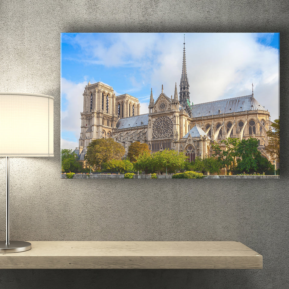 Famous Places, Cathedral Of Notre Dame Paris Art Canvas Prints Wall Art, Home Living Room Decor, Large Canvas