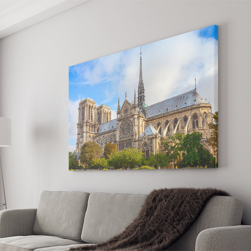 Famous Places, Cathedral Of Notre Dame Paris Art Canvas Prints Wall Art, Home Living Room Decor, Large Canvas