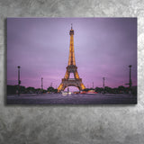 Famous Places, Eiffel Tower Lights And Pink Skies Art Canvas Prints Wall Art, Home Living Room Decor, Large Canvas