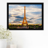 Famous Places Art Canvas, Eiffel Tower Paris Famous Cities Art  Framed Canvas Prints Wall Art, Floating Frame, Large Canvas